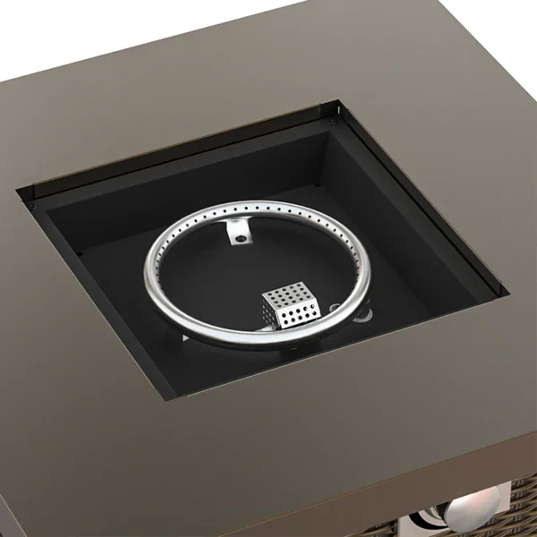 Onlyfire Outdoor Table with Lid and Lava Rocks Fire Pits, 28 Inch