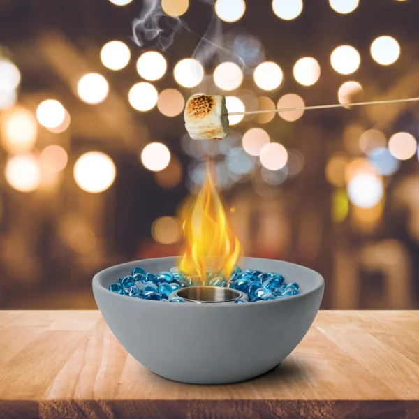 Tabletop Fire Bowl with Glass Stones