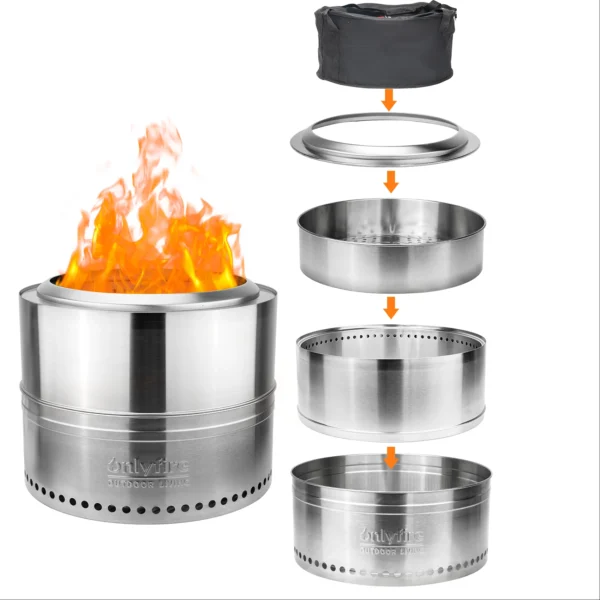 Smokeless Fire Pit Wood Burning with Carrying Bag