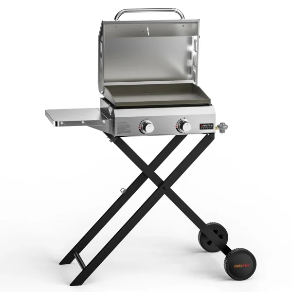 Onlyfire BBQ Gas Griddle 2-Burner with Foldable Cart