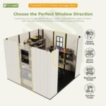 Patiowell 8 x 6 FT Plastic Outdoor Storage Shed with Floor, Resin Shed with Window and Lockable Door for Garden, Backyard, Tool Storage Use, Easy to Install in Beige (Kick-it Shed)