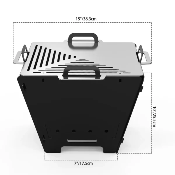 Onlyfire BBQ Charcoal Grill,15" Foldable Barbecue Firepit with Stainless Steel Cooking Grate