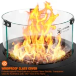 Onlyfire Tabletop Gas Fire Pit with Glass Wind Guard and Lava Rocks