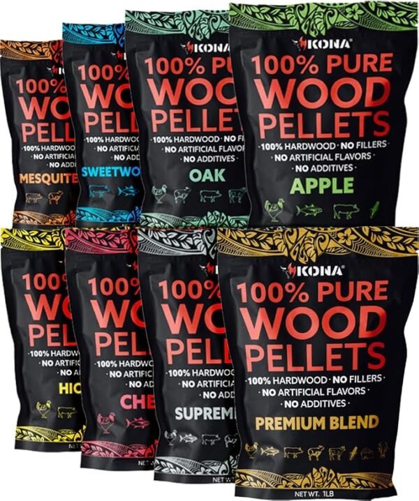 Wood Pellets All Variety Pack, Intended for Woodfire Outdoor Grill, Wood Fire Oven & Smoker(20 lb. Bag)