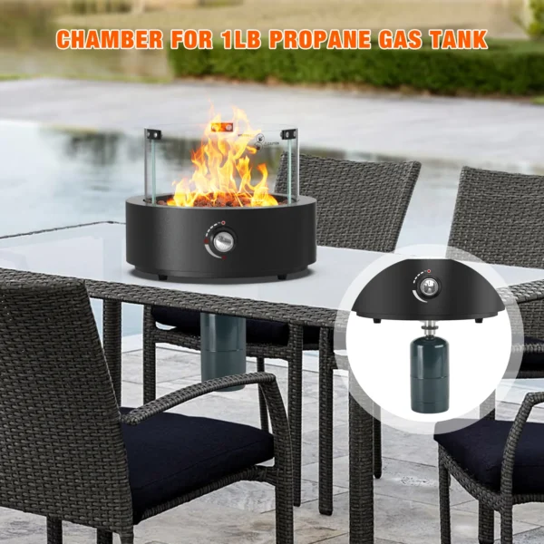 Onlyfire Bottom-Mounted Gas Fire Pit for Table with Umbrella Hole