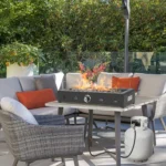 Onlyfire 28'' Tabletop Fire Pit Table with Glass Wind Guard and Fire Glass