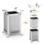 2-in-1 Smokeless Fire Pit with Pot Bracket & Carry Bag