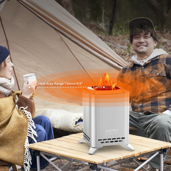 2-in-1 Smokeless Fire Pit with Pot Bracket & Carry Bag, Square