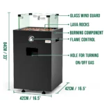 Onlyfire Fire Pit with Glass Wind Guard and Wheels