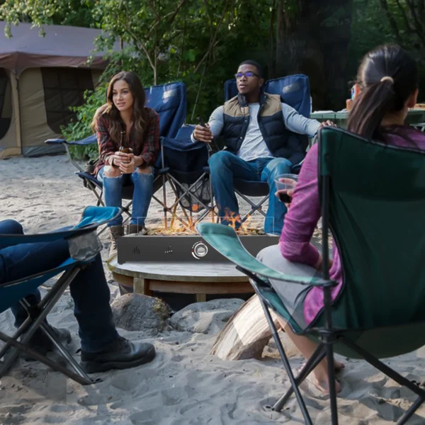 Onlyfire 28'' Tabletop Fire Pit Table with Glass Wind Guard and Fire Glass