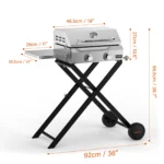 Onlyfire BBQ Gas Griddle 2-Burner with Foldable Cart