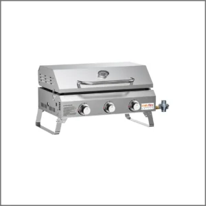 Onlyfire Tabletop Gas Griddle Grill with Lid, 3-Burner
