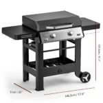 Propane Gas Griddle, 2-Burner Outdoor Gas Stove with 518 sq.in Cooking Area, Foldable Side Tables, Flat Top Grill Griddle
