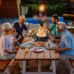 Onlyfire Tabletop Gas Fire Pit with Glass Wind Guard and Lava Rocks