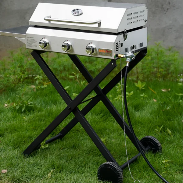 Onlyfire BBQ Gas Griddle 2-Burner with Foldable Cart