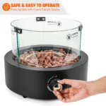 Onlyfire Tabletop Gas Fire Pit with Glass Wind Guard and Lava Rocks