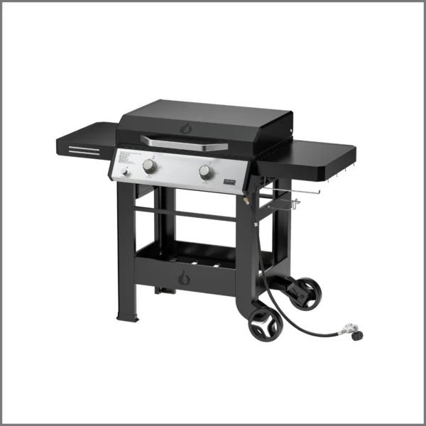 Propane Gas Griddle, 2-Burner Outdoor Gas Stove with 518 sq.in Cooking Area, Foldable Side Tables, Flat Top Grill Griddle