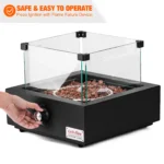 Onlyfire Tabletop Gas Fire Pit with Glass Wind Guard and Lava Rocks