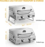 Onlyfire Tabletop Gas Grill 2 Burners, 20" Portable Propane Grill