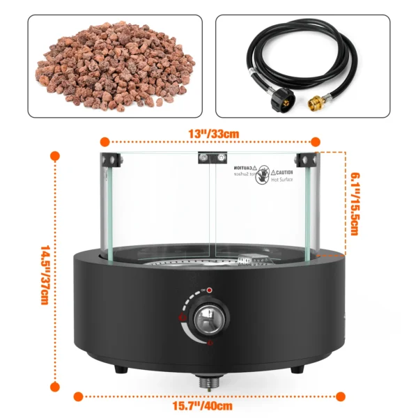 Onlyfire Bottom-Mounted Gas Fire Pit for Table with Umbrella Hole