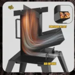 3-in-1 Camp Rocket Stove Kit with BBQ Grate, Griddle, Pot Rack, Portable Wood Burning Stove