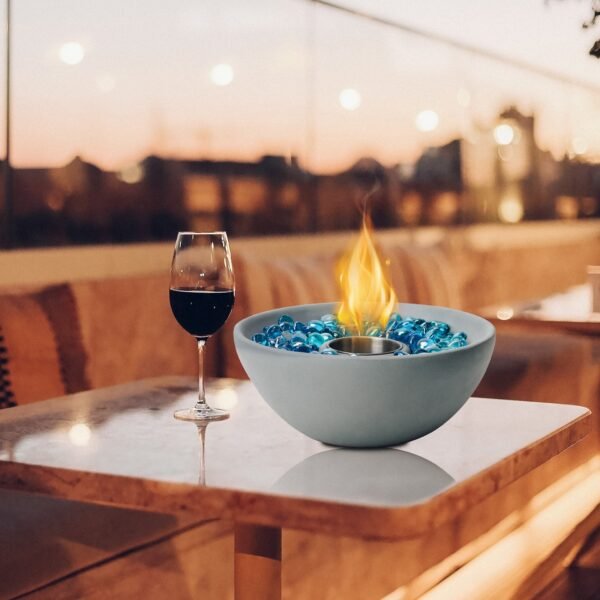 Tabletop Fire Bowl with Glass Stones