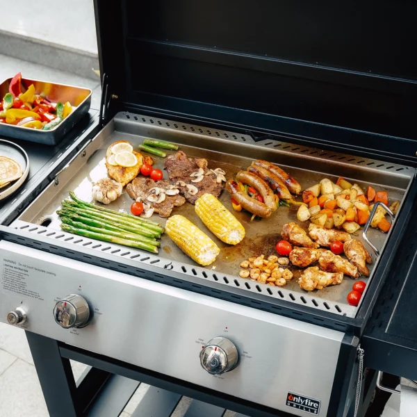 Propane Gas Griddle, 2-Burner Outdoor Gas Stove with 518 sq.in Cooking Area, Foldable Side Tables, Flat Top Grill Griddle