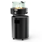 Onlyfire Fire Pit with Glass Wind Guard and Wheels