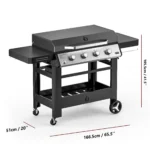 Propane Gas Griddle 4-Burner, Outdoor Gas Stove with 555 sq.in Cooking Area