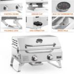Onlyfire Tabletop Gas Grill 2 Burners, 20" Portable Propane Grill