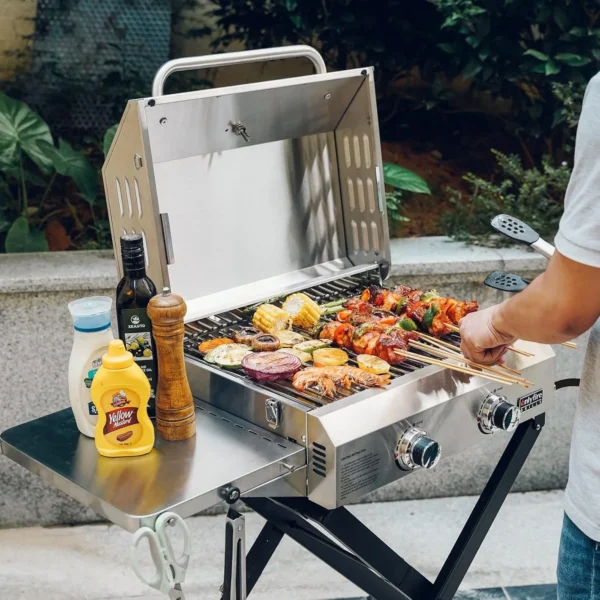 Onlyfire Tabletop Gas Grill 2 Burners, 20" Portable Propane Grill