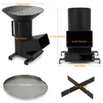 Onlyfire 3 In 1 Camp Rocket Stove with Cooking Grate, Griddle and Cooktop