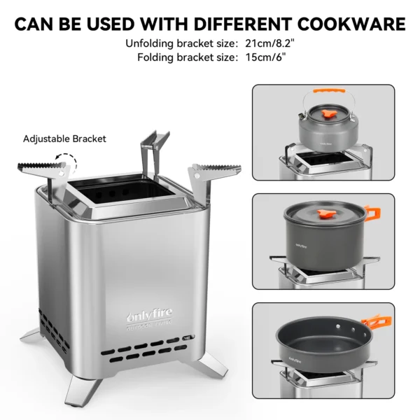 2-in-1 Smokeless Fire Pit with Pot Bracket & Carry Bag