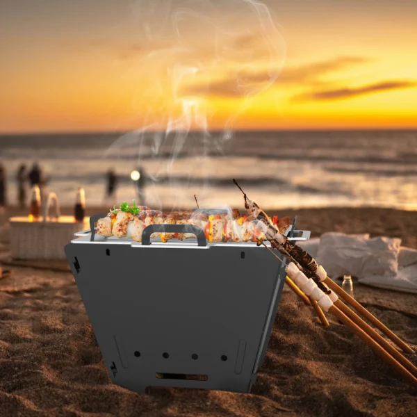 Onlyfire BBQ Charcoal Grill,15" Foldable Barbecue Firepit with Stainless Steel Cooking Grate