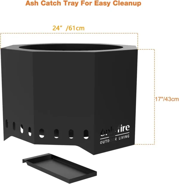 Onlyfire 24 Inch Smokeless Fire Pit Wood Burning with Ash Pan Collector