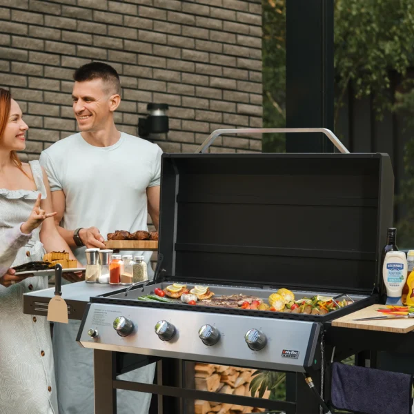 Propane Gas Griddle 4-Burner, Outdoor Gas Stove with 555 sq.in Cooking Area