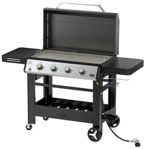 Propane Gas Griddle 4-Burner, Outdoor Gas Stove with 555 sq.in Cooking Area