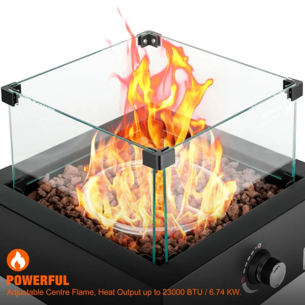 Onlyfire Tabletop Gas Fire Pit Bottom-Mounted for Table with Umbrella Hole