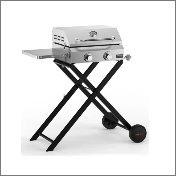 Onlyfire BBQ Gas Griddle 2-Burner with Foldable Cart